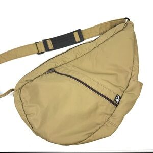 AmeriBag Healthy Back Bag Khaki Tan Nylon Sling Backpack Shoulder Bag Large